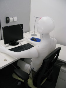 A photo of Simulation of the interaction between an individual and his/her environment by means of instrumented, breathing thermal manikins to test total indoor air quality in the built environment. 